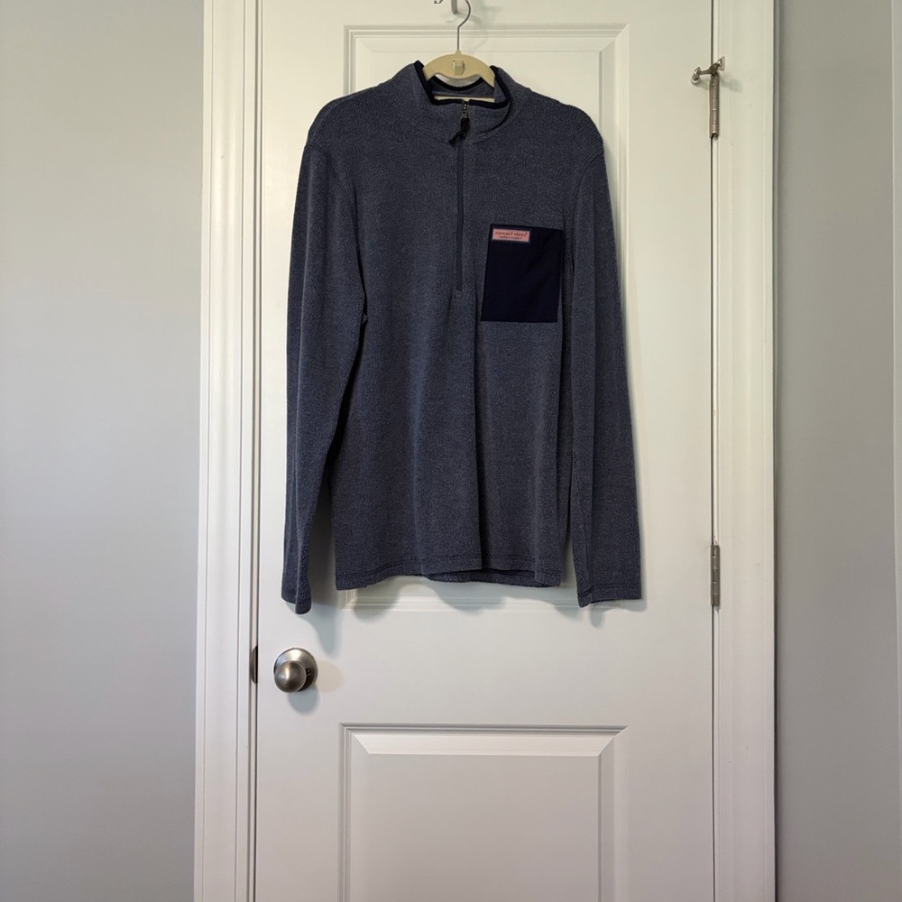 Vineyard Vines Men's Navy Sherpa-lined Quarter-Zip - Picture 3 of 6
